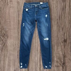 Trendy Bridge by GLY High Rise Ankle Skinny Jeans Size 28 Cute Ripped Details